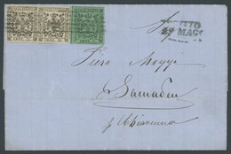 MODENA 1I,4II BRIEF, 1858, 5 C. Schwarz Auf Grün Und 2x 25 C. Schwarz Auf Bräunlich, Allseits Breitrandig Auf Brief Von  - Modena