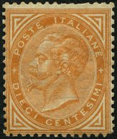 ITALIEN 17 *, 1863, 10 C. Braunorange, Falzrest, Zahnfehler, Feinst, Mi. 2500.- - Gebraucht