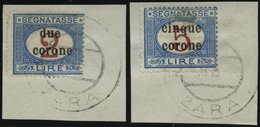 BES.GEB. 1918-23 P 8/9 BrfStk, Portomarken: 1919, 2 Und 5 Kr. Corone, Je Auf Briefstück, Feinst/Pracht, Mi. 220.- - Otros & Sin Clasificación