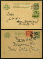 LETTLAND P 5/6 BRIEF, 1927/9, 6 Und 10 S. Landeswappen, Je Mit Zusatzfrankatur, 2 Prachtkarten - Lettland