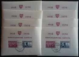 LITAUEN Bl. 1A O, 1939, Block 20 Jahre Republik, Gezähnt, 8x, Sonderstempel, Pracht, Mi. 280.- - Lituanie