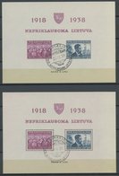 LITAUEN Bl. 1A/B O, 1939, Blockpaar 20 Jahre Republik, Sonderstempel, Pracht, Mi. 185.- - Litouwen