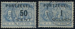 1907, 50 C. Auf  1/2 C. Und 1 G. Auf  1/2 C. Blau, 2 Prachtwerte, Mi. 110.- -> Automatically Generated Translation: 1907 - Taxe