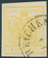 ÖSTERREICH BIS 1867 1Ya O, 1854, 1 Kr. Gelb, Maschinenpapier, Type III, K1 REICHEN..., Pracht, Fotobefund Dr. Ferchenbau - Gebruikt
