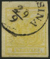 ÖSTERREICH 1Ya O, 1854, 1 Kr. Gelb, Maschinenpapier, Type III, K1 (NABRE)SINA, Pracht, Befund Dr. Ferchenbauer - Gebraucht