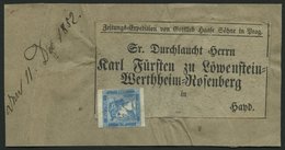 ÖSTERREICH 6I BrfStk, 1852, 0.6 Kr. Blau, Type I, Auf Zeitungsadresse Aus Prag, Nicht Entwertet, Pracht - Usati