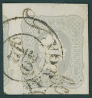 ÖSTERREICH BIS 1867 23a O, 1861, 1.05 Kr. Hellgrau Mit Doppelentwertung, Voll-überrandig (links Großer Teil Der Nebenmar - Gebraucht