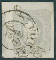 ÖSTERREICH BIS 1867 23a O, 1861, 1.05 Kr. Hellgrau Mit Doppelentwertung, Voll-überrandig (links Großer Teil Der Nebenmar - Usati
