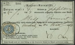 ÖSTERREICH 27 BRIEF, 1864, 10 Kr. Blau Auf Retour-Recepisse Mit Ovalstempel JOSEPHSTADT RECOMMANDIRT, Pracht - Oblitérés