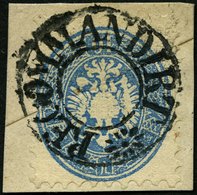 ÖSTERREICH 33 BrfStk, 1863, 10 Kr. Blau, Mit Wz., Mit Seltenem Stummen K2 RECOMMDIRT, Prachtbriefstück, Signiert - Usati