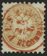 ÖSTERREICH 34 O, 1863, 15 Kr. Braun, Roter K1 PESTH RECOMMANDIRT, Pracht - Usati