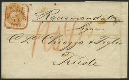 ÖSTERREICH 34 BRIEF, 1864, 15 Kr. Braun Mit Rotem R5 WIEN RECOMMANDIRT Auf Brief, Rückseitiges Defektes Reco-Porto, Prac - Usati