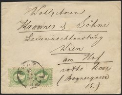 ÖSTERREICH 36II BRIEF, 1878, 3 Kr. Grün, Feiner Druck, 2x Auf Brief Von Graz Nach Wien, Obere Marke Zahnfehler Sonst Pra - Gebraucht