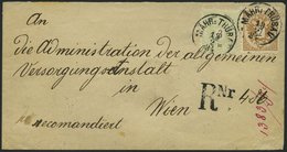 ÖSTERREICH 44/5,47 BRIEF, 1884, 2, 3 Kr. Doppeladler Und Rückseitiges Reco-Porto 10 Kr. Doppeladler Auf Brief Von MÄHR.  - Usati