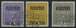 ÖSTERREICH 225-27yII O, 1918, Flugpost, Weißes Papier, Prachtsatz, Mi. 75.- - Gebraucht