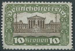 ÖSTERREICH 1918-1938 290C **, 1919, 10 Kr. Schwarzgrünlicholiv/schwarzsiena, Gezähnt L 111/2:121/2, Postfrisch, Pracht,  - Other & Unclassified