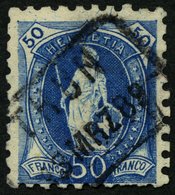 SCHWEIZ BUNDESPOST 62B O, 1882, 50 C. Blau, Gezähnt K 9 3/4:91/4, Feinst (übliche Zähnung), Mi. 380.- - Altri & Non Classificati
