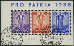 SCHWEIZ BUNDESPOST A294-96 O, 1936, Pro Patria, Prachtstreifen, Mi. 146.- - Altri & Non Classificati