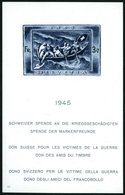 SCHWEIZ BUNDESPOST Bl. 11 **, 1945, Block Kriegsgeschädigte, Weißer Gummi, Pracht - Altri & Non Classificati