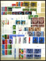 LOTS VB O, 1964-76, Partie Verschiedener Ausgaben In Rand-Viererblocks, Alle Von Der Versandstelle Gestempelt, Pracht, M - Collections
