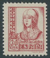 SPANIEN 773II **, 1937, 30 C. Königin Isabella I, Druckvermerk II, Postfrisch, Pracht, Mi. 70.- - Autres & Non Classés