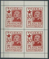 1937, 30 C. Rot Foyer Du Français Antifascite Im Postfrischen Kleinbogen (4), Pracht -> Automatically Generated Translat - Autres & Non Classés