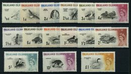 FALKLANDINSELN 123-37 **, 1960, Königin Elisabeth/Einheimische Vögel, Prachtsatz, Mi. 220.- - Islas Malvinas