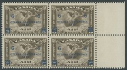 KANADA 170 VB **, 1932, 6 Auf 5 C. Wirtschaftskonferenz Im Postfrischen Viererblock, Pracht - Unused Stamps