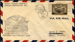 KANADA 264 BRIEF, 5.1.1935, Erstflug KENORA-WHITEFISH BAY, Brief Feinst, Müller 264 - Airmail