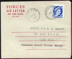 KANADA 294 BRIEF, 1962, 5 C. Hellblau Mit K1 CAPO-5049 Auf Feldpost-Aerogramm Der Kanadischen Truppen (UNEF), Befördert - Lettres & Documents