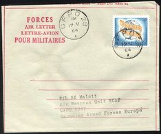 KANADA 360 BRIEF, 1964, 5 C. Weltfrieden Mit K1 CFPO 28 Auf Feldpost-Aerogramm Des Kanadischen UN-Kontingentes Aus Zyper - Cartas & Documentos