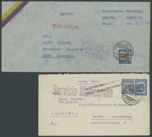 1931/38, L1 SERVICIO MANCOMUN Und R3 PAR AVION CORREO AEREO MANCOMUN, Je Auf Flugpostbrief Nach Deutschland, Feinst -> A - Colombie