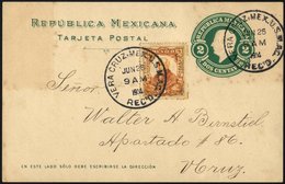 MEXIKO 246 BRIEF, 1914, 5 C. Braungelb Auf 2 C. Grün Ganzsachenkarte Mit Amerikanischem Militärstempel Aus Veracruz, Fei - Mexiko