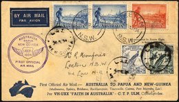 NEUGUINEA 30.7.1934, Erstflug SYDNEY-LAE (Rückflug), Mischfrankatur Mit Australien-Marken, Brief Feinst - Papoea-Nieuw-Guinea
