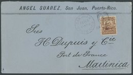 1904, Firmenbrief Aus San Juan Mit USA-Frankatur (Mi.Nr. 145A) über St. Thomas Und Dänisch Westindien Nach Martinique, F - Puerto Rico