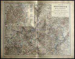 Generalkarte Ob Und Unter Der Enns Mit Grundrißplan Von Wien, Kolorierter Stahlstich Aus Meyers Hand-Atlas, 1875 - Andere & Zonder Classificatie