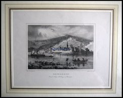 BACHARACH, Gesamtansicht, Stahlstich Von Schwartz/Poppel Um 1840 - Lithografieën