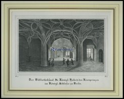 BERLIN: Bibliotheksaal Des Kronprinzen Im Königlichen Schloß, Lithographie Aus Borussia Um 1839 - Lithografieën