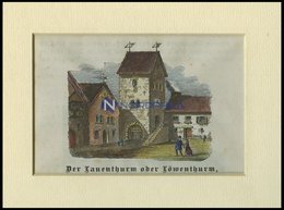 BRAUNSCHWEIG: Der Lauenthurm, Kolorierter Holzstich Auf Vaterländische Geschichten Von Görges 1843/4 - Lithografieën