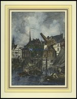 HAMBURG: Im Binnenhafen, Kolorierter Holzstich Von G. Schönleber Von 1881 - Lithografieën