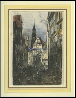 HAMBURG: Am Dovenfleth Mit Blick Auf Den Katharinenthurm, Kol. Holzstich Von G. Schönleber Von 1881 - Litografia