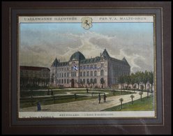 STUTTGART: Schule Für Architektur, Kolorierter Holzstich Aus Malte-Brun Um 1880 - Lithographien