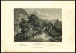 BÜRGLEN/KANTON URI: Geburtsort Von Wilhelm Tell, Gesamtansicht, Sta-St Von Huber Um 1840 - Lithographies