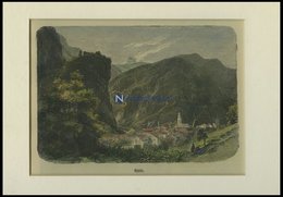 THUSIS, Gesamtansicht, Kolorierter Holzstich Um 1880 - Lithographien