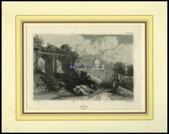 INDIEN: Monea, Gesamtansicht, Stahlstich Von B.I. Um 1840 - Lithographies