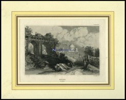 INDIEN: Monea, Gesamtansicht, Stahlstich Von B.I. Um 1840 - Lithografieën