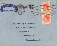 1962 , HONG KONG , AEROGRAMA CIRCULADO , KOWLOON - CALIFORNIA - Covers & Documents