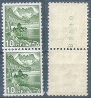 Chillon 286RM, 10 Rp.grün  (mit Kontrollnummer)         1949 - Francobolli In Bobina