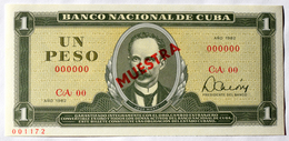 Impecable Billete MUESTRA (SPECIMEN) Cuba 1982, Un Peso, Gem-UNC. - Cuba