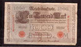 69d * REICHSBANKNOTE * 4000409G VOM 21.4.1910  * EIN TAUSEND MARK/1000 * GEBRAUCHT ** !! - 1000 Mark